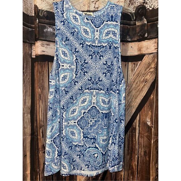Show Me Your Mumu Garrett Tank Mini Dress in Blue Paisley size Medium - Picture 1 of 5